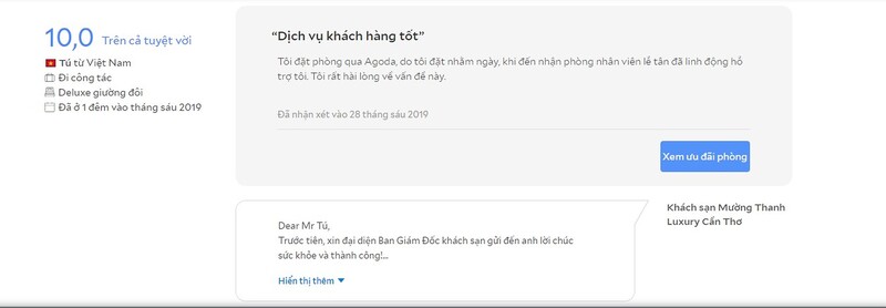 Mường Thanh Cần Thơ - Khách sạn Việt, giá trị Việt
