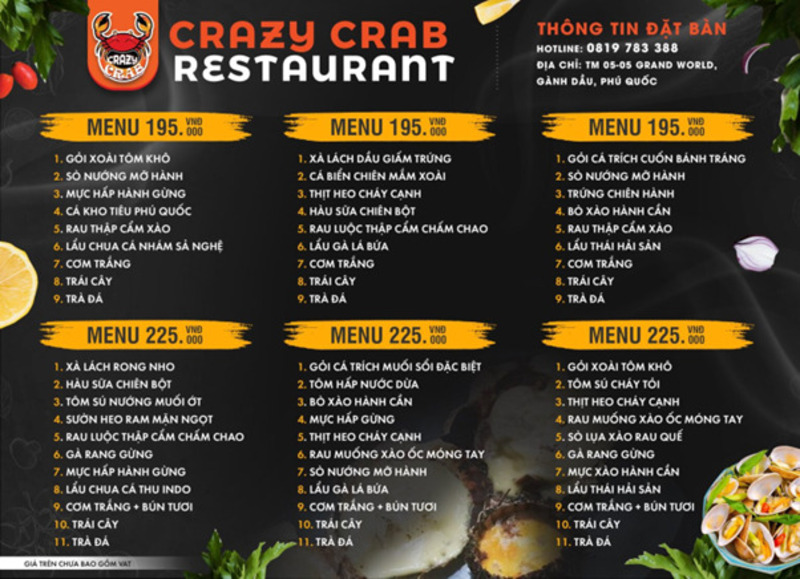 Review nhà hàng Crazy Crab Phú Quốc - nhà hàng hải sản tươi sống lớn nhất tại Grand World