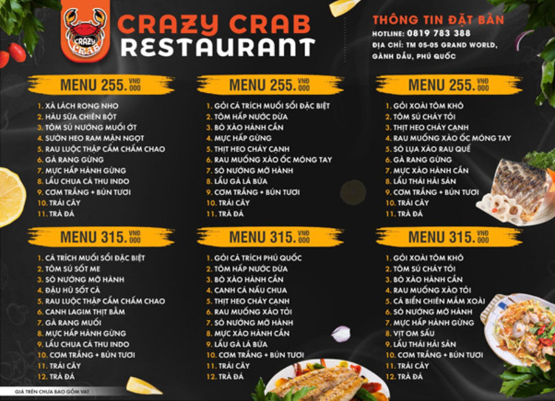 Review nhà hàng Crazy Crab Phú Quốc - nhà hàng hải sản tươi sống lớn nhất tại Grand World