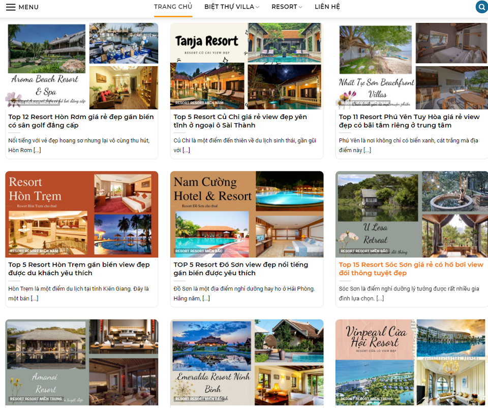 Danh sách biệt thự nghỉ dưỡng villa resort và homestay đẹp nhất Việt Nam